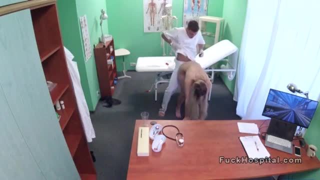 Doctor pulls out sex toy from patients pussy
